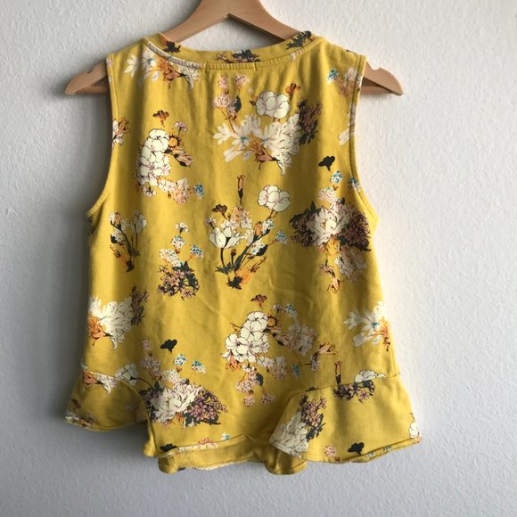 Anthropologie Eva Franco Yellow Cotton Floral Sleeveless Top Size Small - Picture 3 of 8